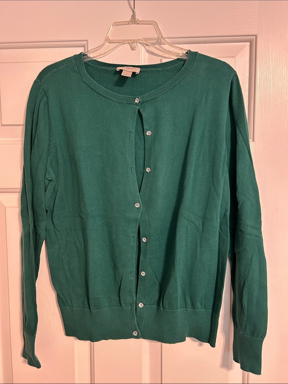 LOFT Classic Emerald Green Women's Cardigan Sweater - Lightweight Button-Up